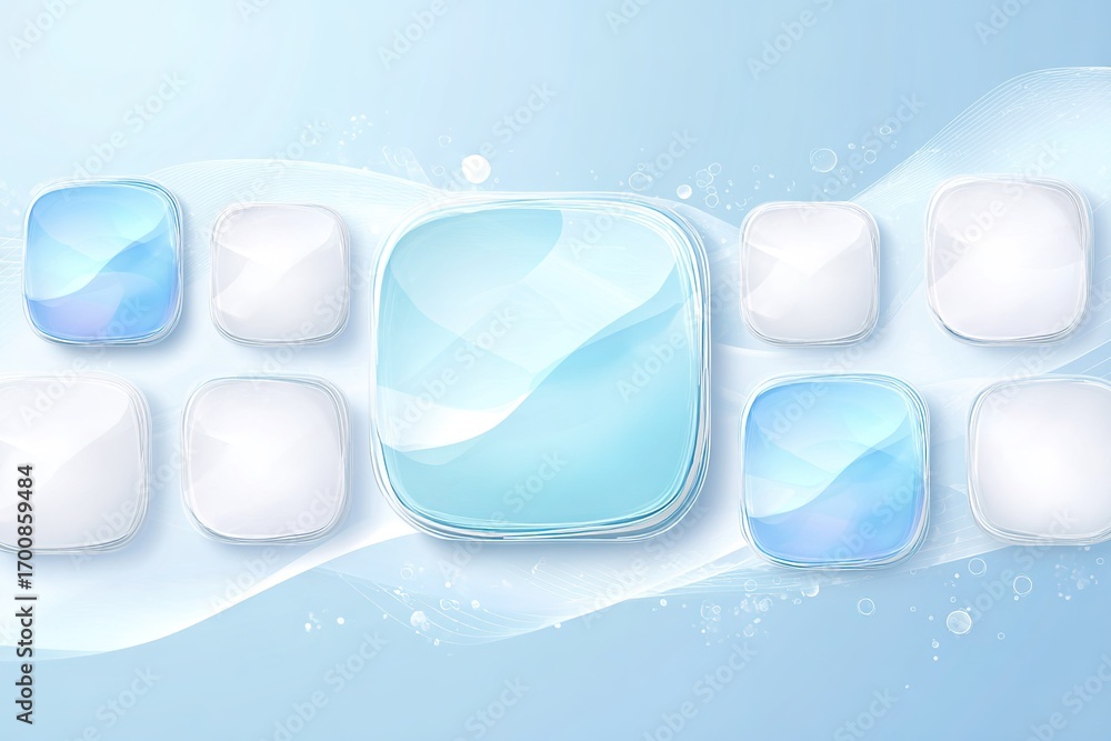 Aufkleber colorful abstract design with smooth shapes and soft gradients on a blue background