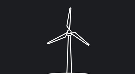 Minimalist Wind Turbine Vector Icon in Modern Line Art for Green Energy
