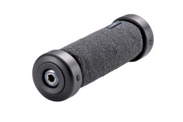 Ergonomic grip, textured surface, studio shot, black background, medical device