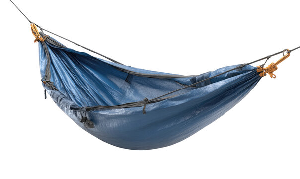 Light blue hammock, suspended, outdoor gear
