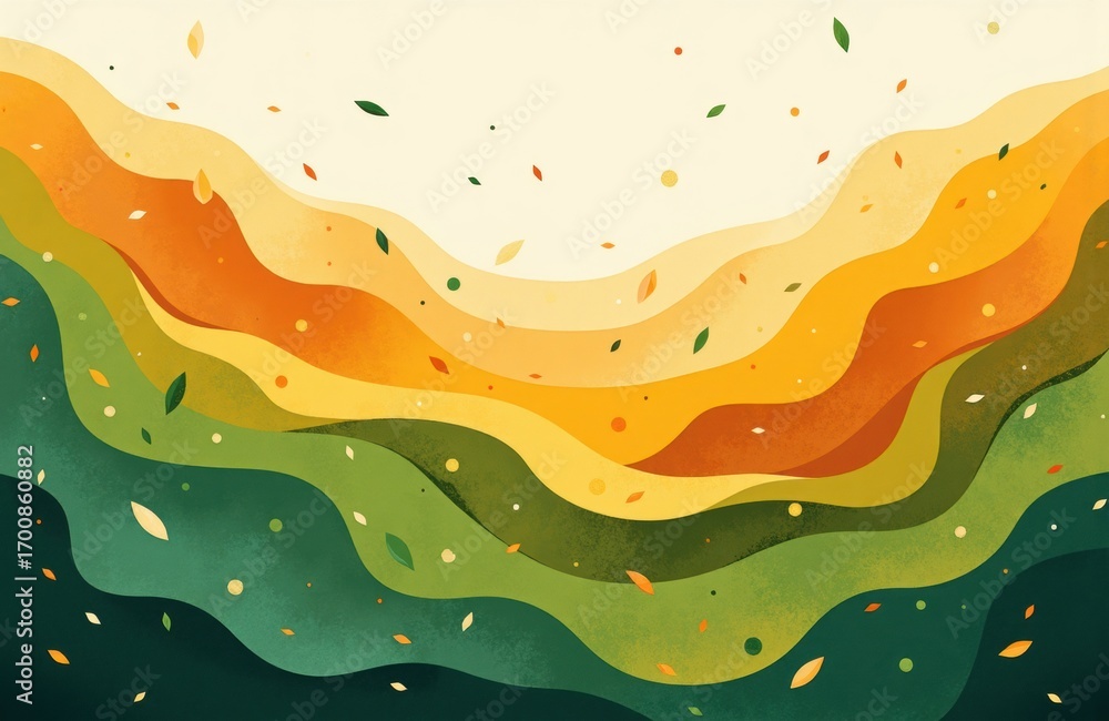 Aufkleber colorful abstract wave pattern with flowing shapes and scattered confetti elements