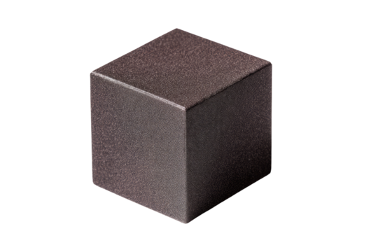 A solid, dark-gray cube.  Its surface appears slightly textured