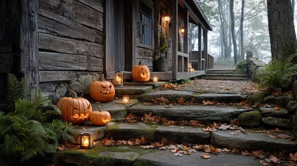 Realistic Halloween lanterns for editorial use in a vibrant setting.