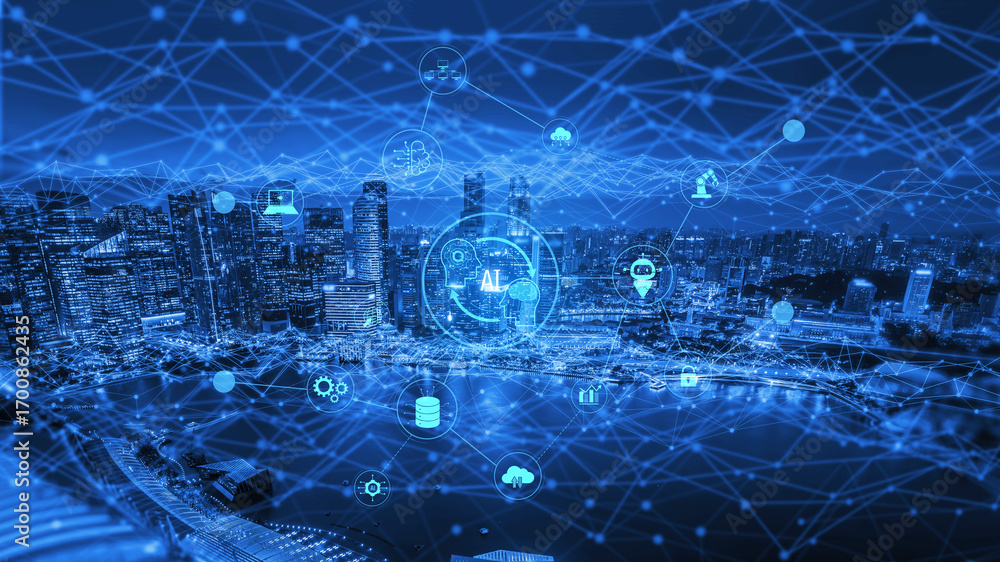 Poster ai collaboration enhances connected intelligence through robotics, data, and cloud. ai collaboration