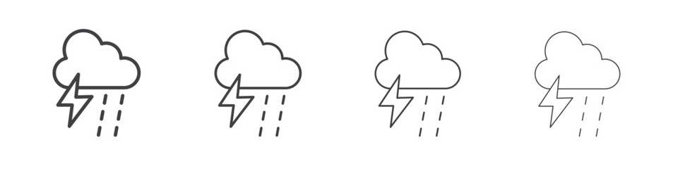 Thunderstorm icon illustration symbol. thin line symbol on white background - editable stroke vector