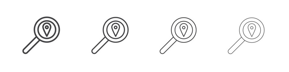 Search Location icon illustration symbol. thin line symbol on white background - editable stroke vector