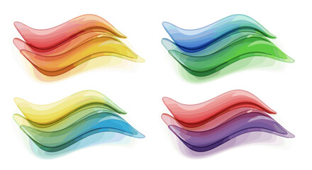 Obraz premium Colorful wavy transparent shapes arranged in four groups on white background