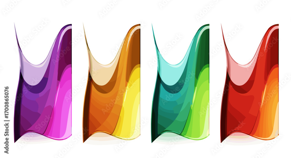 Aufkleber abstract vertical colorful shapes arranged in a row on white background