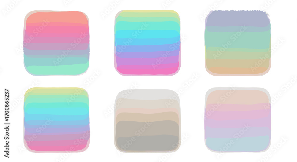 Aufkleber six colorful gradient rectangles arranged in two rows on white background