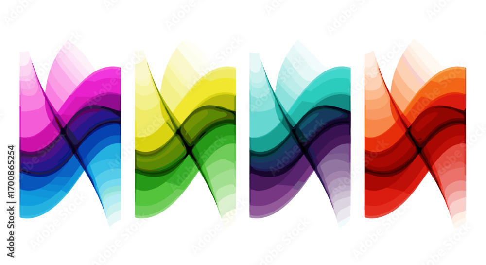 Aufkleber colorful abstract waves arranged in vertical columns on a white background
