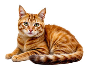 Obraz premium Adorable Ginger Cat with Striking Green Eyes on a Transparent background