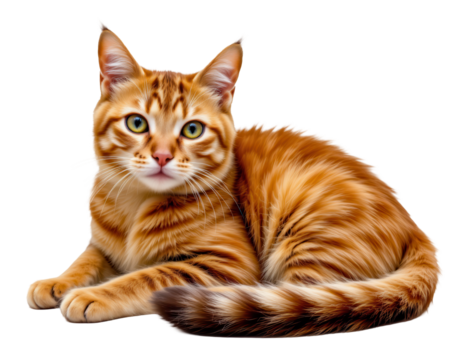 Adorable Ginger Cat with Striking Green Eyes on a Transparent background