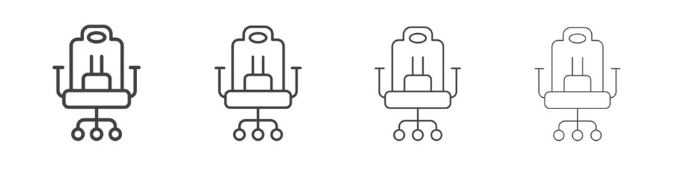 Gaming chair icon illustration symbol. thin line symbol on white background - editable stroke vector