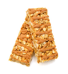 Honey bars with peanuts, sesame and sunflower seeds isolated
