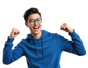 Fototapeta premium Young Man Celebrating Success with Joyful Expression and Energy