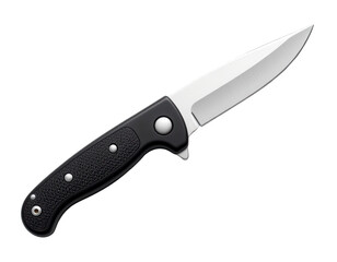 Obraz premium Sleek Folding Knife with Black Handle and Stainless Steel Blade