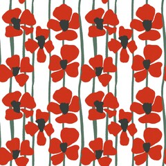 Seamless Red Poppy Floral Pattern