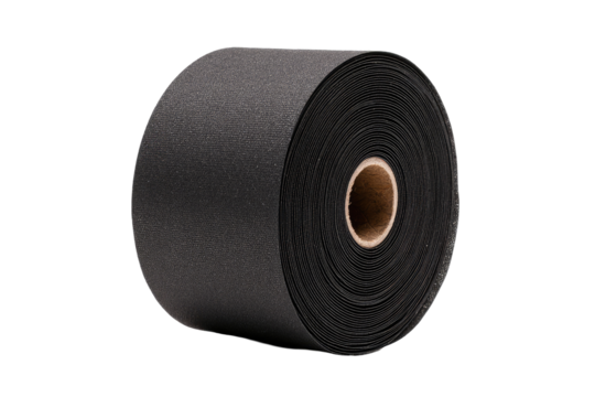 Black abrasive roll studio shot, industrial background, material supply
