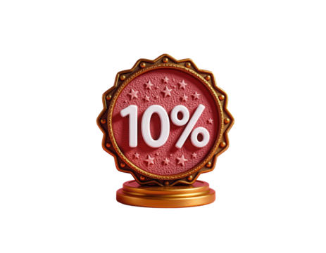 10 Percent Discount Badge with Stars and Elegant Design