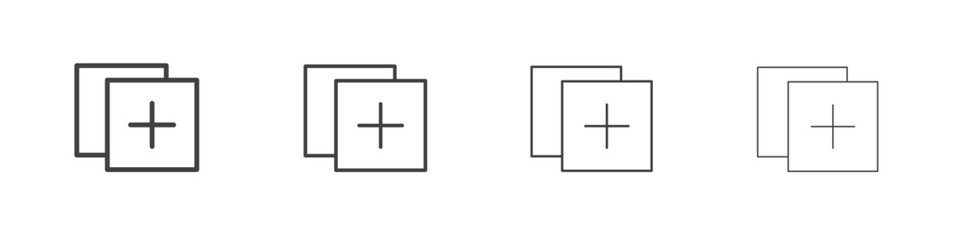 Obraz premium Add apps icon illustration symbol. thin line symbol on white background - editable stroke vector