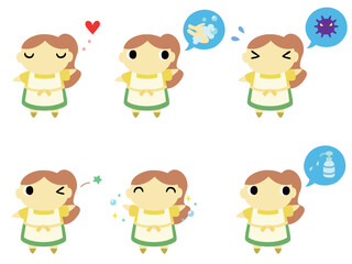 主婦のアイコンセット　手洗い