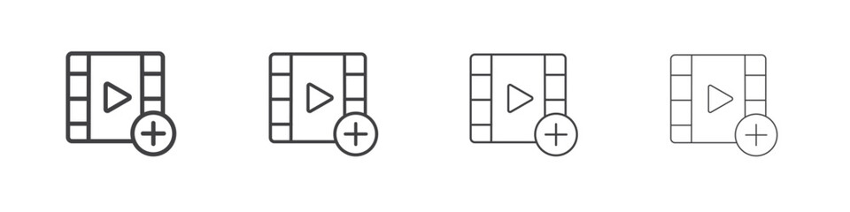Add video icon illustration symbol. thin line symbol on white background - editable stroke vector