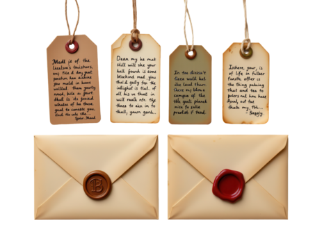 Vintage Letters and Tags with Handwritten Notes and Wax Seals - Powered by Adobe