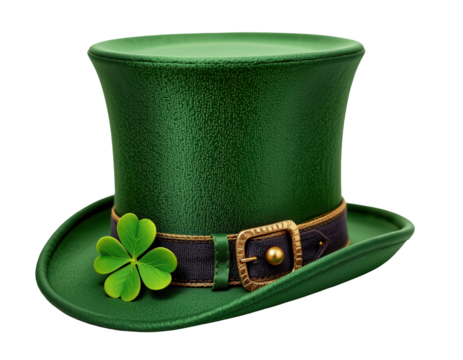 Green Top Hat with Clover Decoration for St. Patrick's Day Celebrations