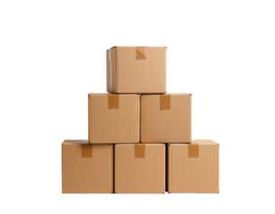 Stacked Cardboard Boxes in a Pyramidal Arrangement for Shipping Use