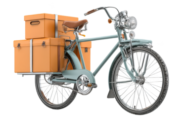 Vintage cargo bicycle with boxes, ready for delivery