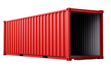 Red Shipping Container Isolated on White for Transportation Use