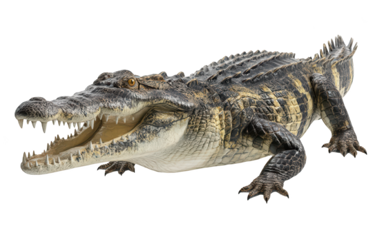 Ferocious reptile displays teeth, scales, and powerful jaws against black backdrop