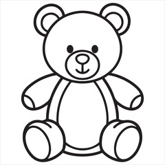 Cute Cartoon Teddy Bear Illustration with Simple Black and White Outline for Children's Coloring Pages and Educational Resources