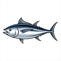 Vibrant Tuna Fish Illustration Detailed Fin Anatomy Distinct Markings and Streamlined Body Showcasing Marine Wildlife and Artistic Representation