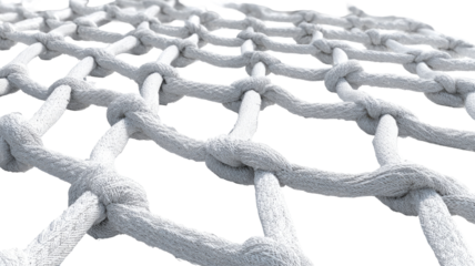 Close-up of intricate white mesh fabric.  Detailed knotwork forms a grid pattern