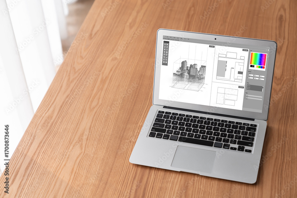 Poster architectural design modish software application for architect business and professional designer