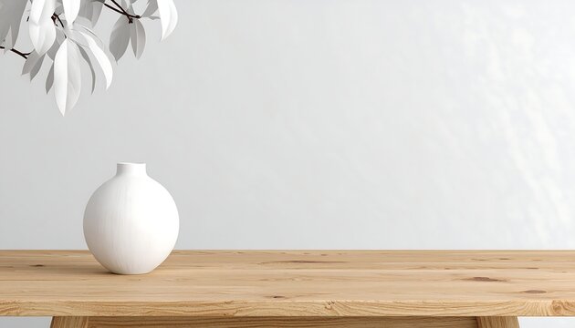 Simple, minimalist table setting with vase and leaves