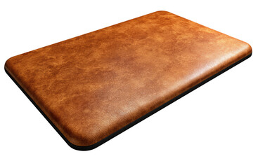 Tan leather-like rectangular object,  smooth, slightly textured