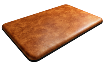 Tan leather-like rectangular object,  smooth, slightly textured