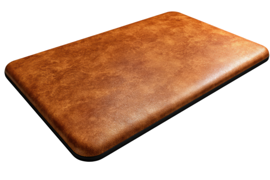 Tan leather-like rectangular object,  smooth, slightly textured