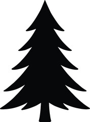 vector silhouette, Christmas tree stylized triangular pine, simple branches, solid black