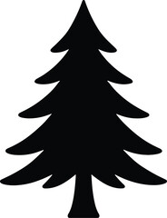 vector silhouette, Christmas tree stylized triangular pine, simple branches, solid black