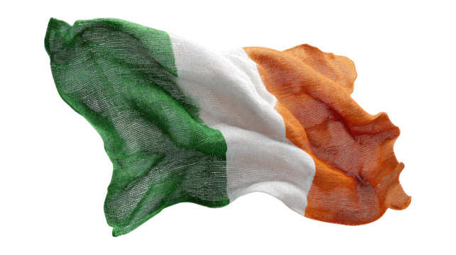 Irish flag, digitally rendered, in motion, textured