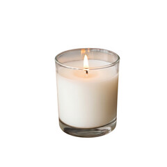 Burning candle in glass isolated on white background