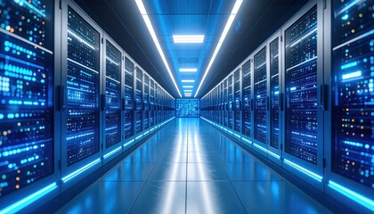 Data Center Servers  Cloud Computing with Network Storage Background.