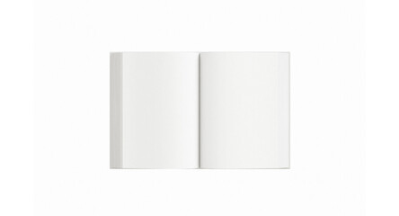White Open Book Mockup - Front View Blank Spread Pages on Gray Background, Editable Hardcover Template for Book Interior Design, Publishing Layout, and Novel Presentation