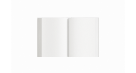 White Open Book Mockup - Front View Blank Spread Pages on Gray Background, Editable Hardcover Template for Book Interior Design, Publishing Layout, and Novel Presentation