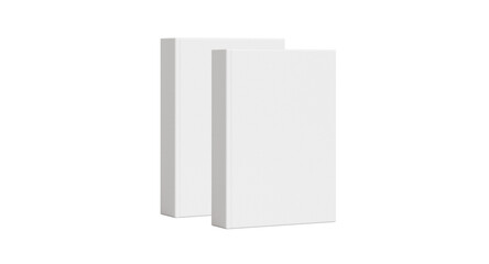 Two White Hardcover Books Mockup  - Blank Covers Side-by-Side Vertical View, Editable Template for Book Series Branding, Publishing Collection, and Library Display