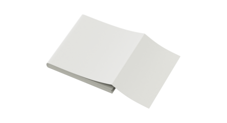 Top-Down 3D Open Notebook Mockup Template - White Blank Pages Minimalist Notepad with Slightly Angled Flip Design Mockup, Perfect for Branding, Stationery Showcases and Digital Design Projects