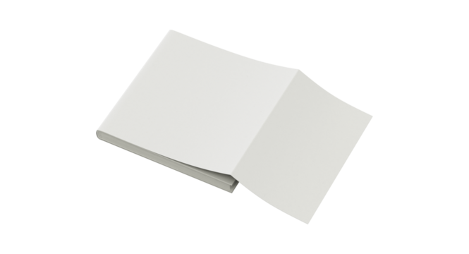 Top-Down 3D Open Notebook Mockup Template - White Blank Pages Minimalist Notepad with Slightly Angled Flip Design Mockup, Perfect for Branding, Stationery Showcases and Digital Design Projects